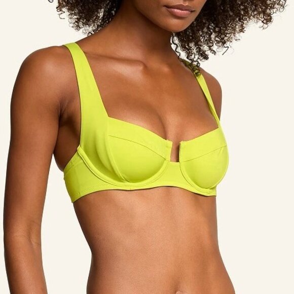 36DDD VICTORIA SECRET SWIM Lace-Up Back Strappy Bikini Top Lime Yellow Green NWT - Picture 5 of 8